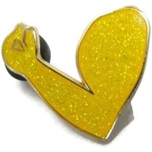 Varsity.com Flexed Arm Lapel Pin Brooch Yellow Strong Arm Vintage